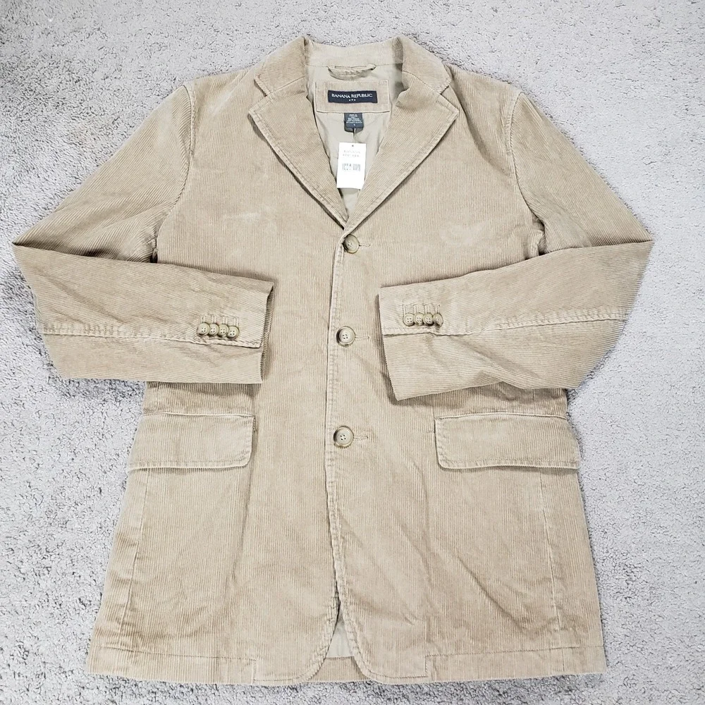 NEW Vintage Banana Republic Blazer Jacket Men S Tan Corduroy Sport Coat‎ Y2K